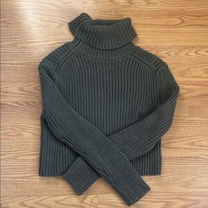 La Hearts Forest Green Ribbed Turtleneck Sweater